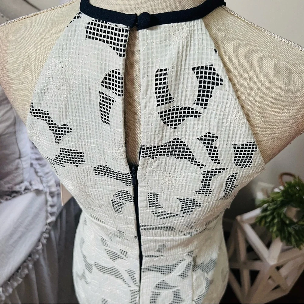 NWT Katherine Kelly “Mackenzie Dress” Ivory/Navy Exquisite Stitched Overlay Sz 2 - Picture 3 of 15